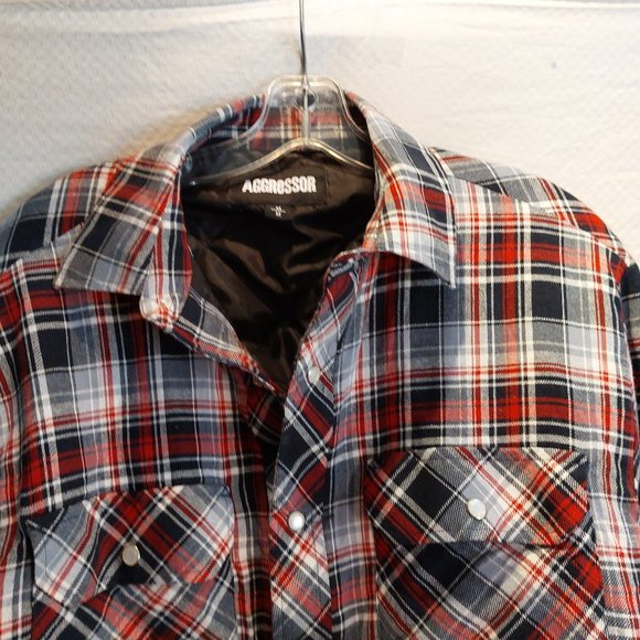 Men's Aggressor Plaid Snap Buttons Jacket - MED - Picture 2 of 7